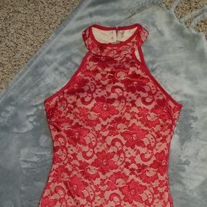 Red floral mermaid dress